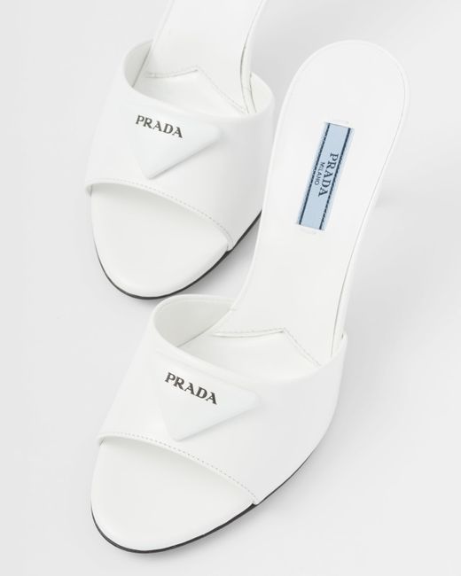 Prada White Brushed Leather Sandals