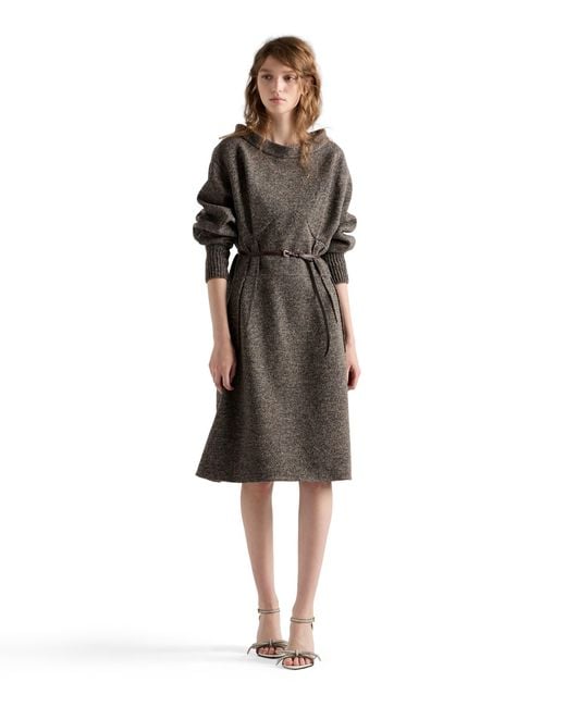 Prada Gray Mouliné Wool Dress