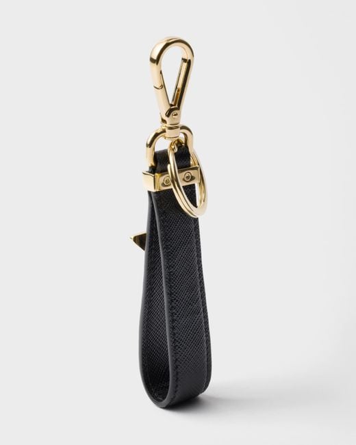 Prada White Saffiano Leather Key Ring