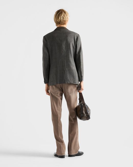 Prada Brown Five-Pocket Washed Denim Jeans for men