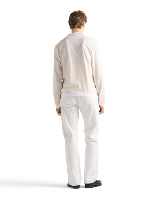Prada White Old Denim Five-Pocket Jeans for men