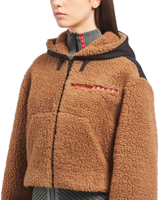 Prada Natural Cropped Double Fleece Jacket