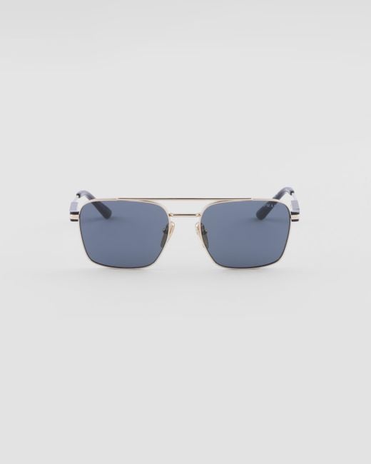 Occhiali Da Sole Con Iconica Placca di Prada in Blue da Uomo