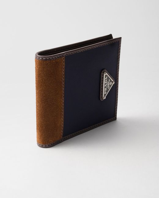 Portefeuille En Re-Nylon Et Cuir Avec Porte-Monnaie Prada pour homme en coloris Blue