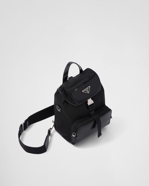 Prada Black Re-Nylon And Brushed Leather Backpack for men