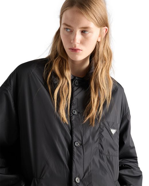 Prada Black Reversible Double Cashwool And Re-Nylon Caban Jacket, Ebony