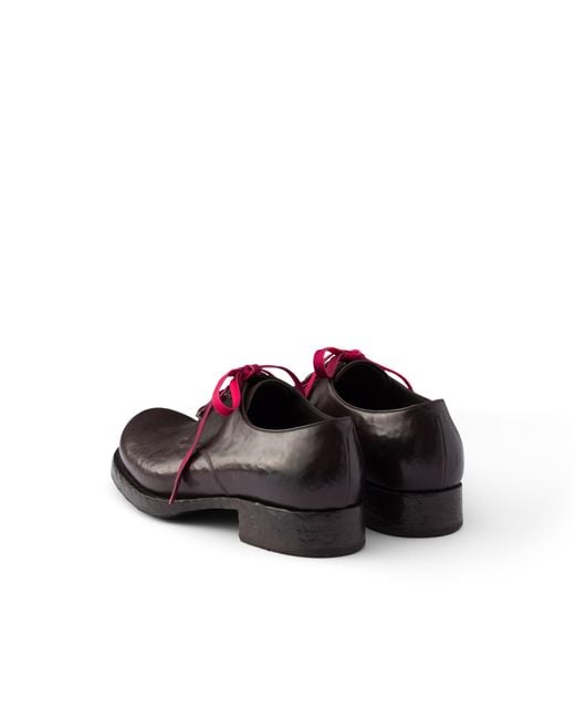 Prada Brown Antiqued Leather Lace-Up Shoes