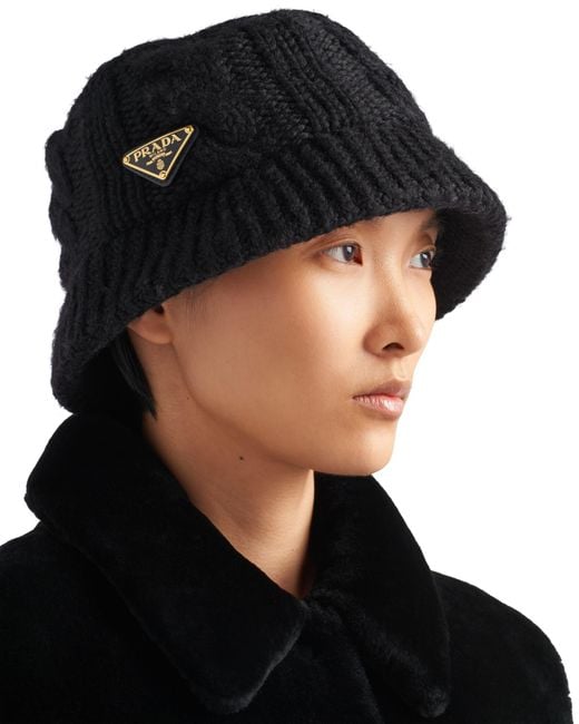 Prada Black Wool Bucket Hat