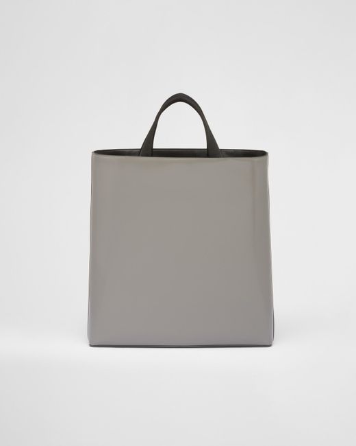 Prada Gray Brushed Leather Tote With Water Bottle for men