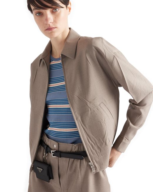Prada Natural Mouliné Wool Blouson Jacket