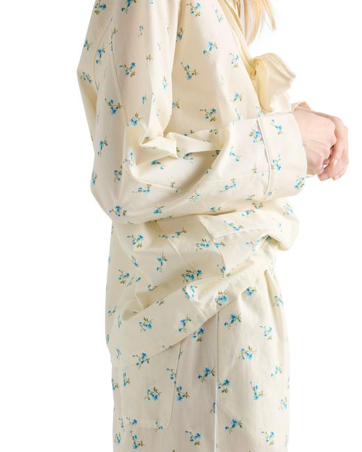 Prada White Bouquet Print Old Canvas Shirt