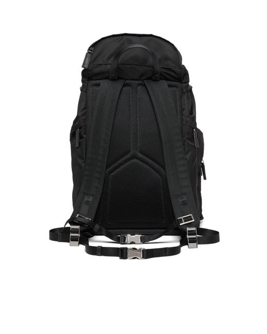 Prada Black Re-Nylon And Saffiano Leather Backpack for men
