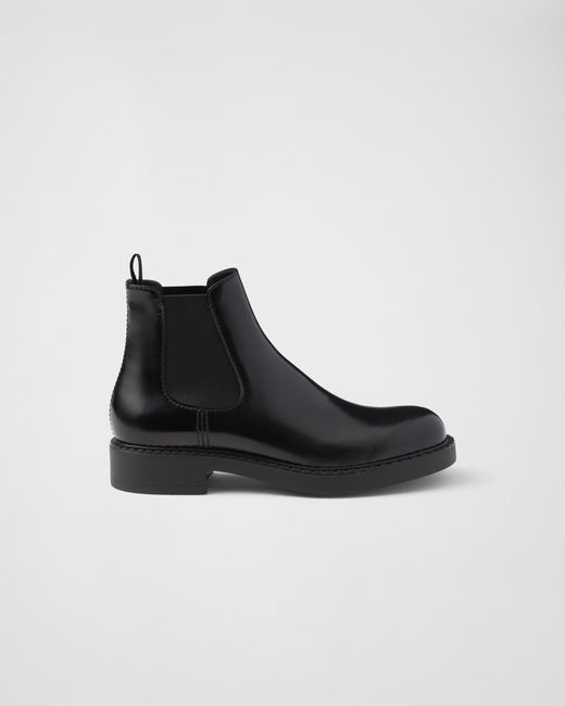 Prada Black Leather Ankle Boots for men