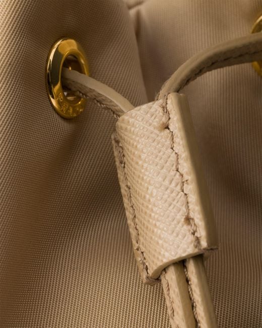 Prada White Duet Re-Nylon Bucket Bag, Camel