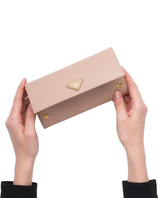 Prada White Large Saffiano Leather Wallet