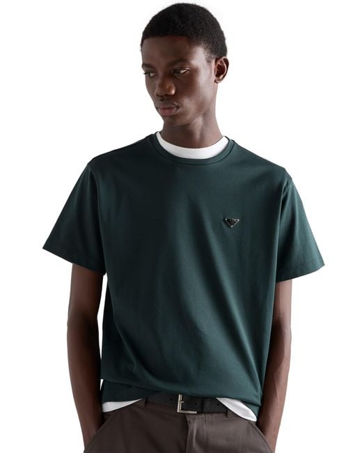Prada Black Cotton T-Shirt, Bottle for men