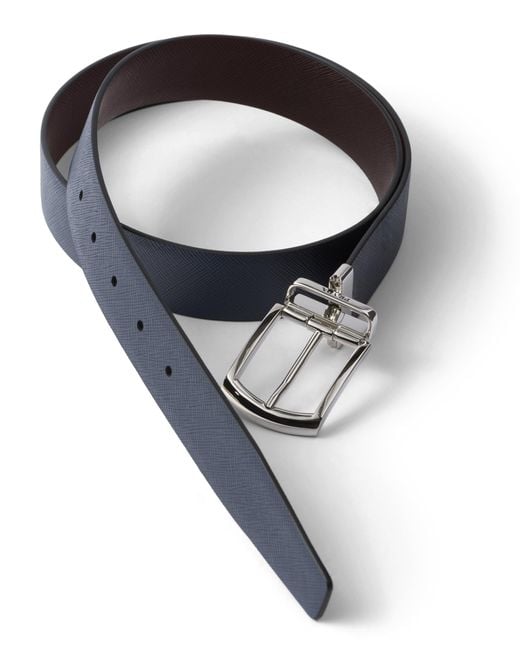 Prada Black Reversible Saffiano Leather Belt for men