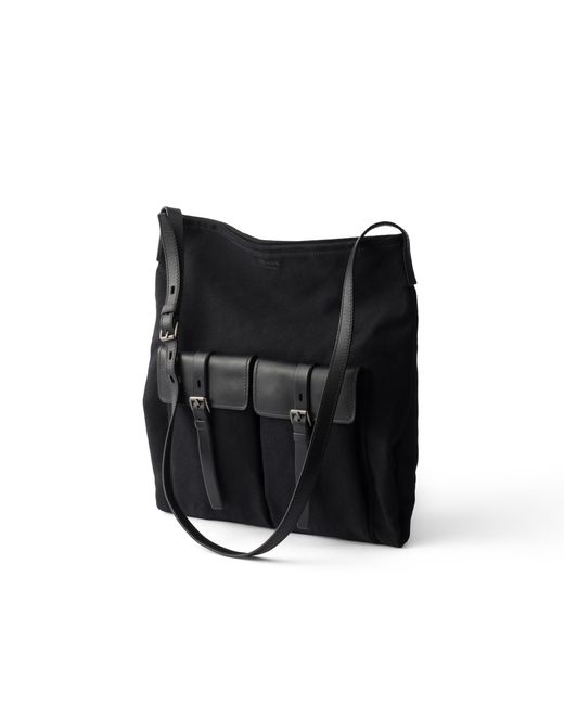 Prada Black Route Canvas And Leather Shoulder Bag for men