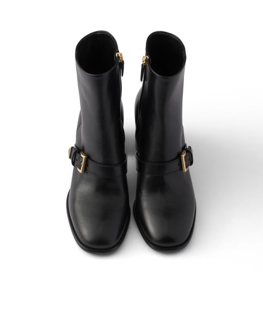 Prada Black Leather Booties