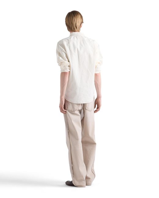 Prada White Chambray Shirt, Ecru for men