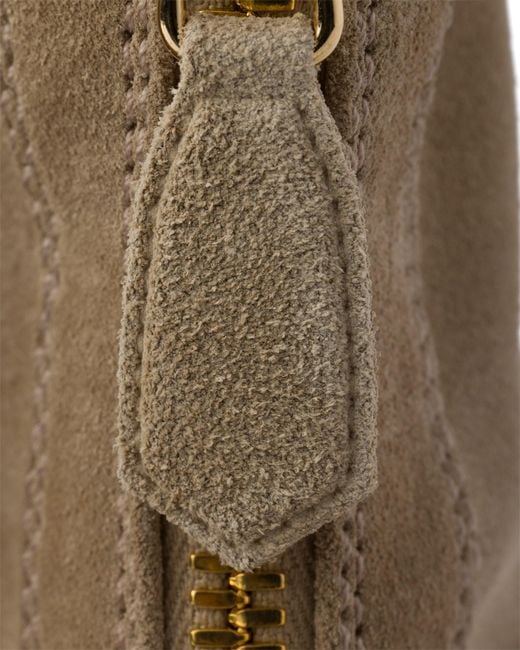 Prada Natural Suede Booties With Zip