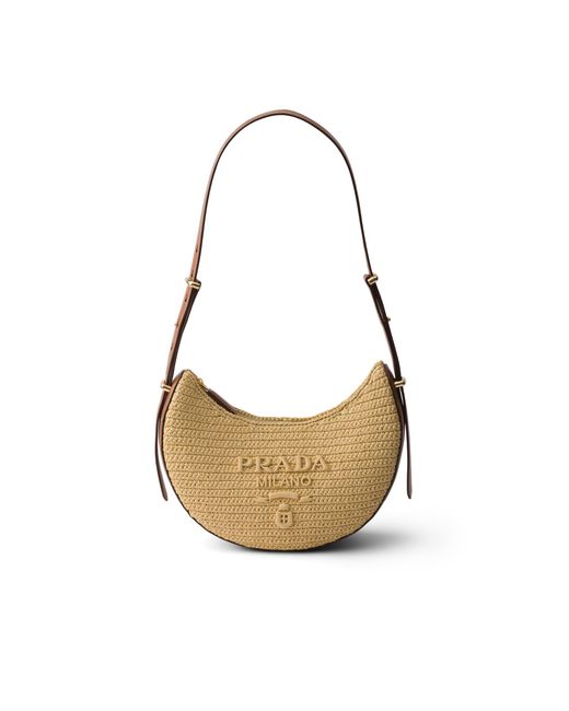 Prada White Arqué Small Crochet And Leather Bag, /Cognac