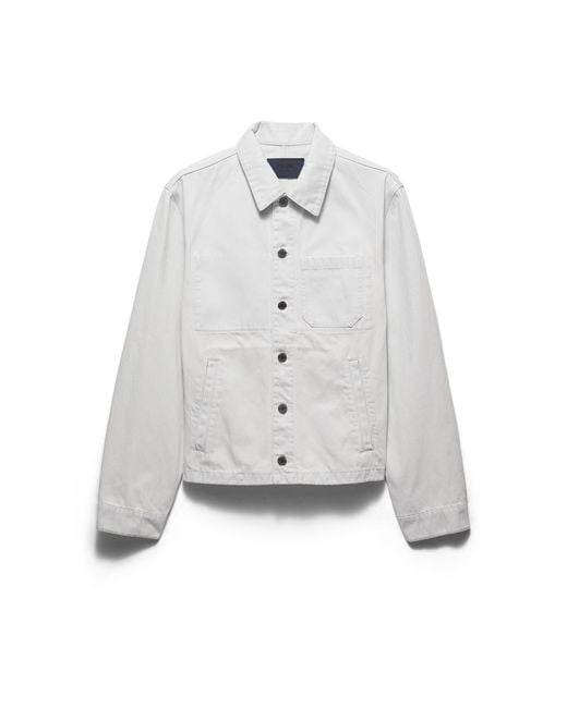 Prada White Denim Blouson Jacket, Sky for men
