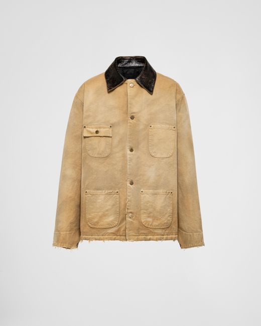 Prada Natural Garment-Dyed Cotton Trucker Jacket for men