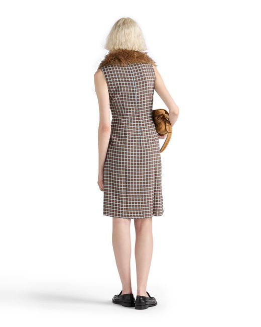Prada Natural Checked Georgette Dress
