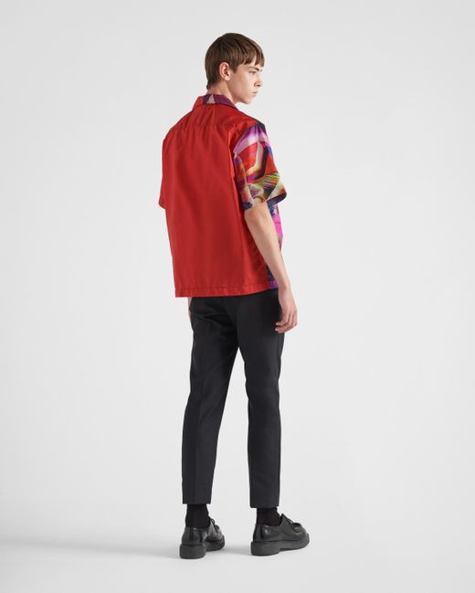 Prada Red Double Match Re-nylon Shirt for men