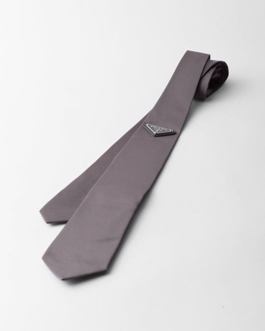 Prada Gray Re-nylon Gabardine Tie for men