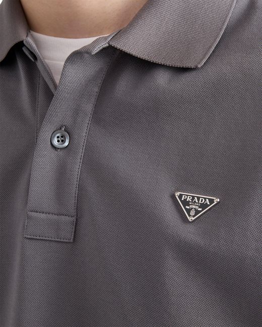 Prada Gray Piqué Polo Shirt for men