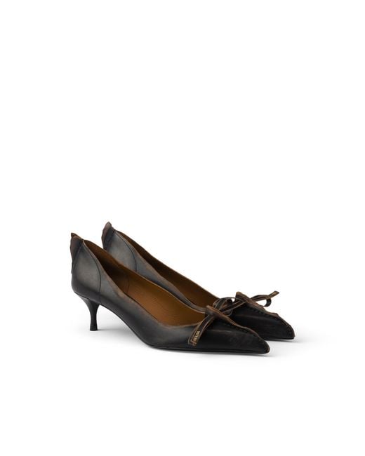 Prada White Antiqued Leather Pumps