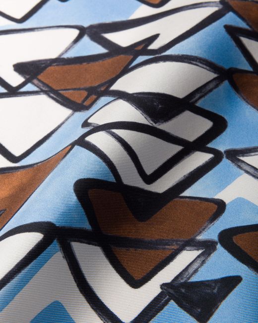 Prada Blue Printed Silk Twill Scarf 55