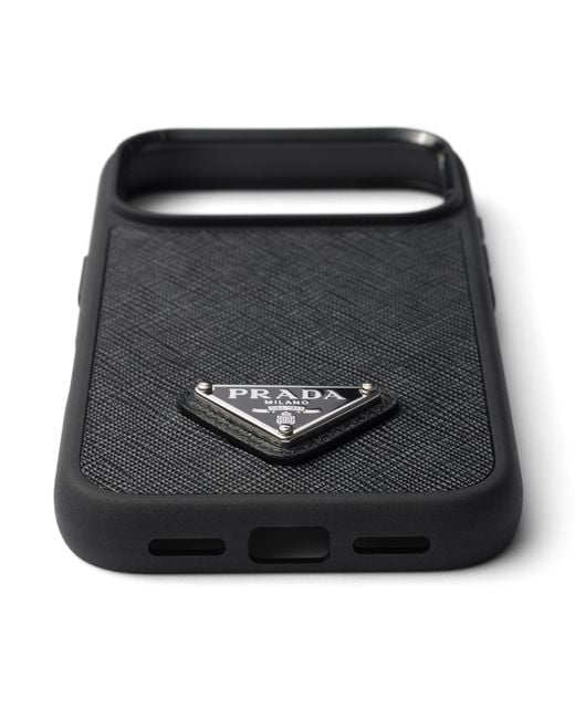 Coque Pour Iphone 17 Pro En Cuir Saffiano, Homme Prada pour homme en coloris Black