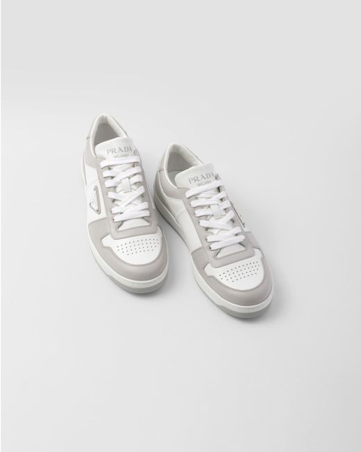 Prada Downtown Sneaker Aus Leder in White für Herren