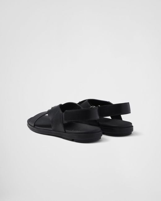 Prada Black Crisscross Leather Sandals for men