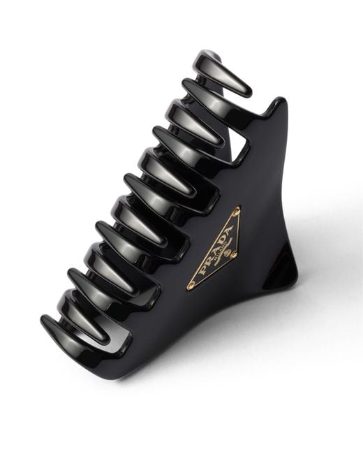 Prada Black Haarspange Mit Triangolo-Logo, Damen