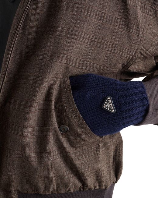 Prada Blue Wool And Cashmere Gloves for men