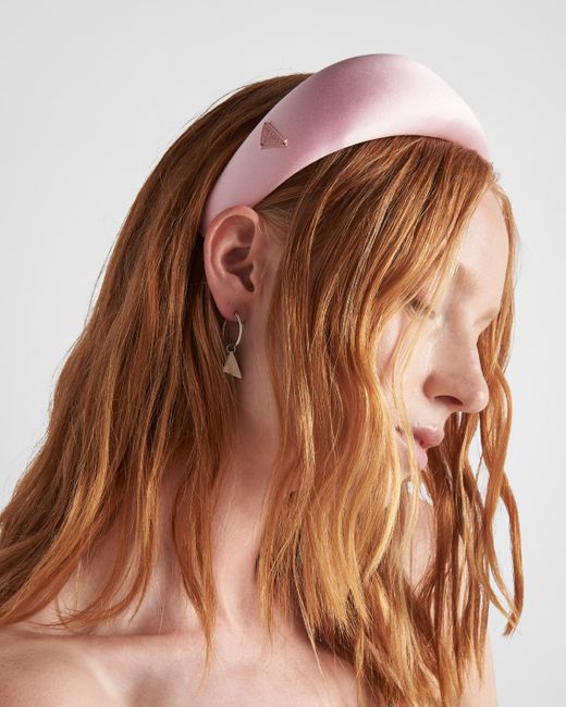 Prada Satin Headband in Pink | Lyst