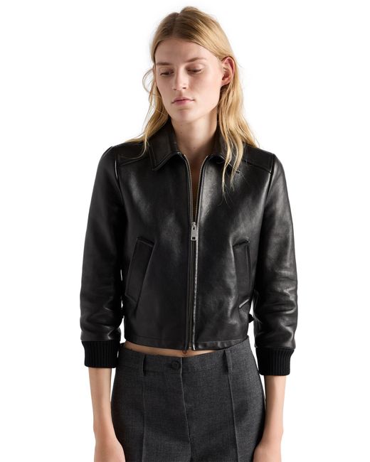 Prada Black Leather Blouson Jacket