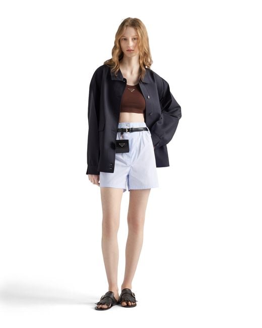 Prada Brown Ribbed Triangle Crop Top