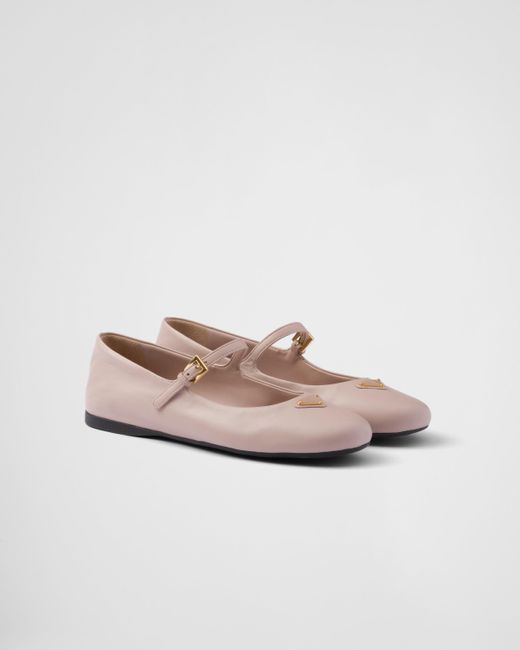 Prada White Ballerinas Aus Nappa-Leder