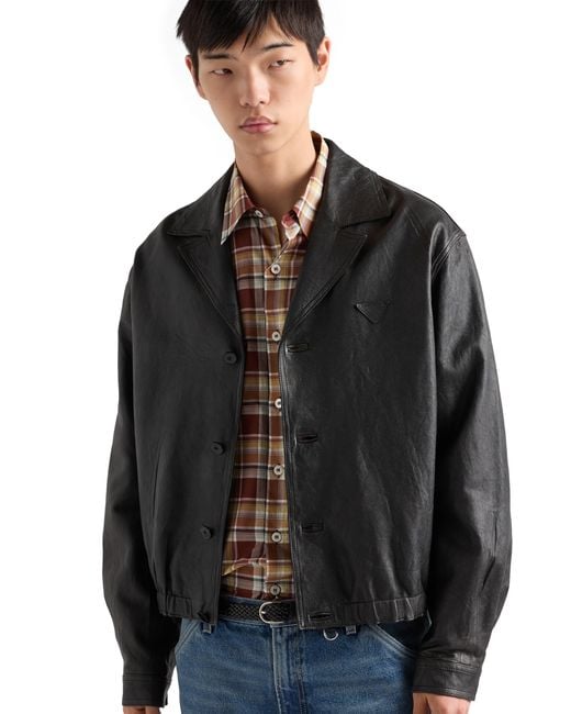 Prada Black Nappa Leather Jacket for men