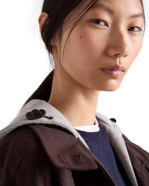 Prada Brown Hooded Rush Stitch Jacket, Ebony