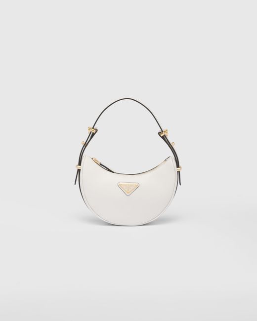 Prada White Arqué Leather Mini Shoulder Bag