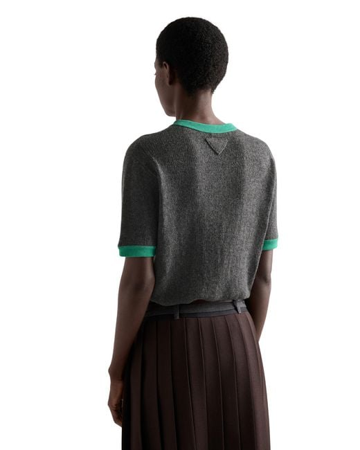Prada Green Cashmere Crew-Neck Sweater, Slate