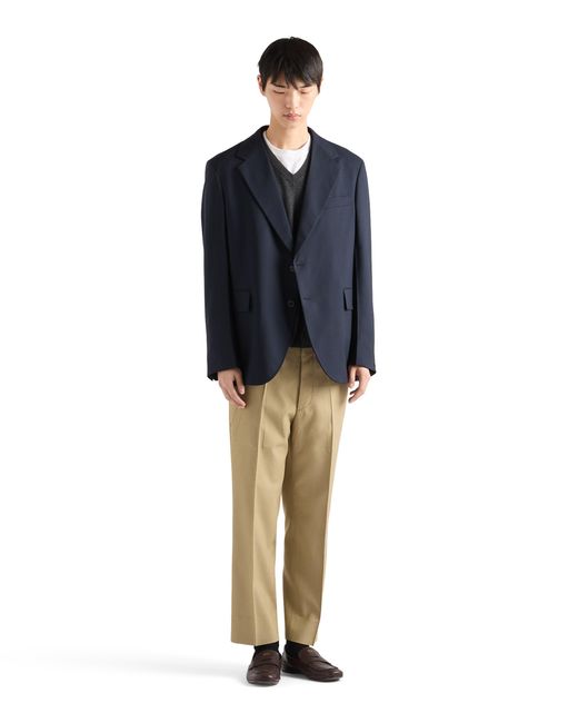 Prada Blue Single-Breasted Cashmere Jacket for men