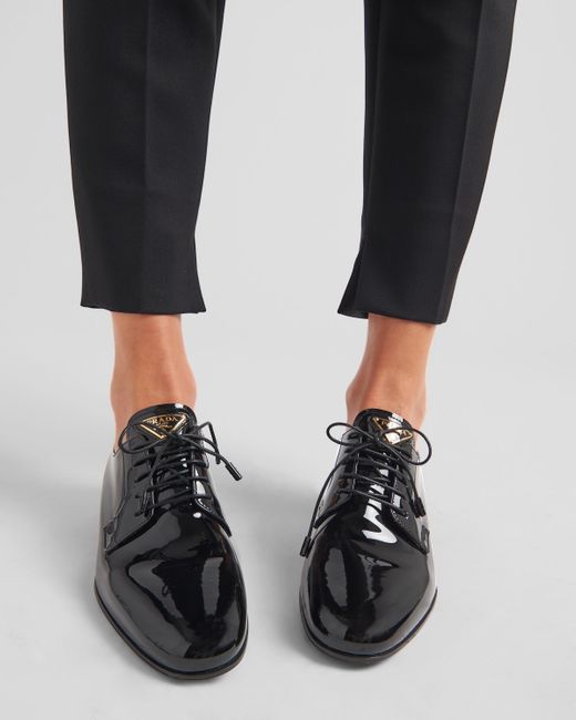 Prada Black Patent Leather Lace-up Shoes