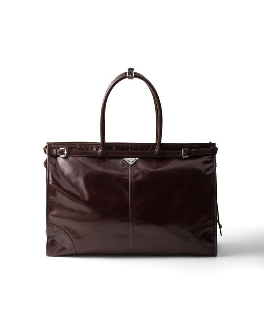 Prada Brown Bonnie Leather Tote Bag for men